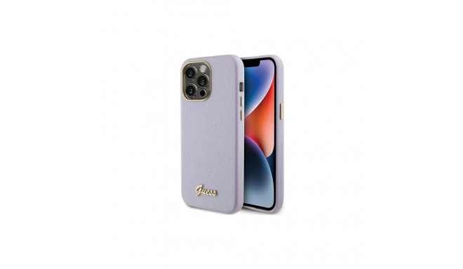Guess Glitter Glossy Script case for iPhone 15 Pro Max - lilac
