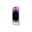 Guess Silicone Script Metal Logo & Frame case for iPhone 15 - pink