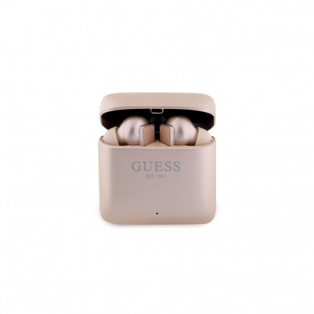 Guess GUTWSSU20ALEGP TWS Bluetooth Earphones + Dock Rose Gold/Rose Gold Printed Logo