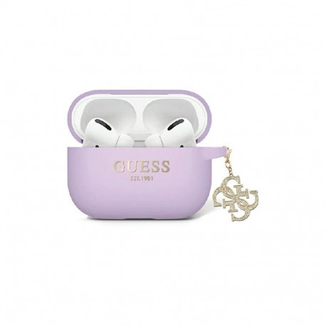 Guess GUAP2LECG4U case for AirPods Pro 2 cover - purple Liquid Silicone Glitter Triangle Charm