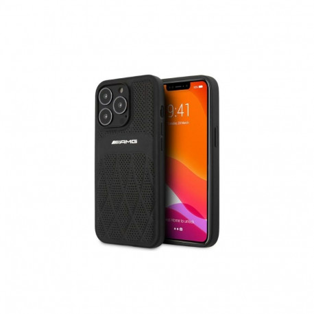 AMG Leather Curved Lines case for iPhone 13 Pro Max - black
