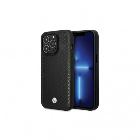 BMW Leather Diamond Pattern case for iPhone 14 Pro - black