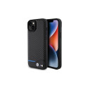 BMW Leather Carbon case for iPhone 15 Plus - black
