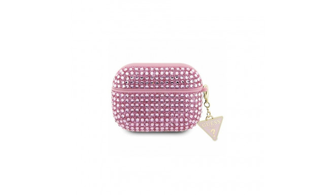 Guess GUAPHDGTPP AirPods Pro cover pink/pink Rhinestone Triangle Charm