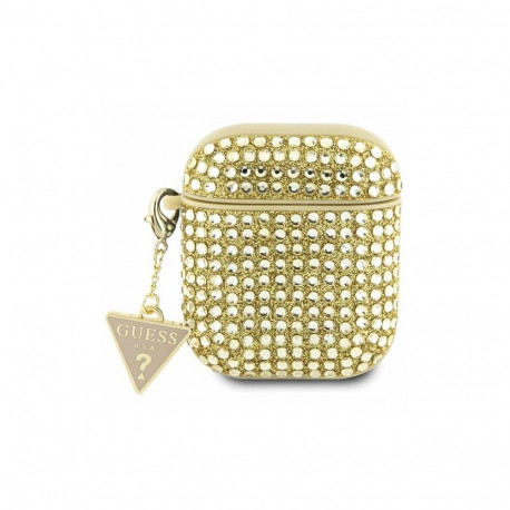 Guess GUA2HDGTPD AirPods 1/2 cover gold/gold Rhinestone Triangle Charm