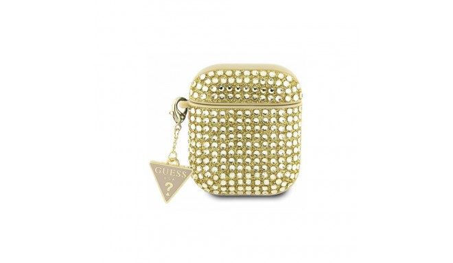 Guess GUA2HDGTPD AirPods 1/2 cover gold/gold Rhinestone Triangle Charm