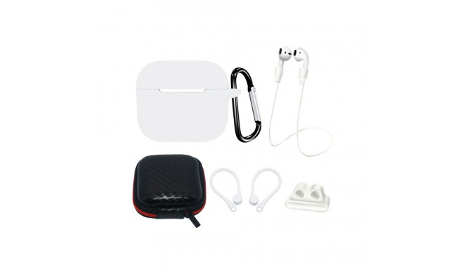 AirPods 3 Silicone Case Set + Case/Ear Hook/Neck Strap/Watch Strap Holder/Carabiner Clasp - White