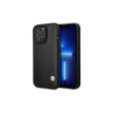 Case BMW BMHCP14X22RBDK iPhone 14 Pro Max 6.7" black/black hardcase Leather Blue Dots