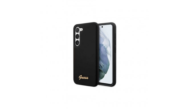 Guess GUHCS23MSLSMK S23+ S916 black/black hardcase Silicone Vintage Gold Logo
