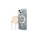 Set Guess GUBPP14SH4EACSB Case+ Charger iPhone 14 6.1" blue/blue hard case 4G Print MagSafe
