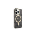 Set Guess GUBPP14LH4EACSK Case+ Charger iPhone 14 Pro 6.1" black/black hard case 4G Print MagSafe