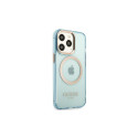 Guess Gold Outline Translucent MagSafe case for iPhone 13 Pro / iPhone 13 - blue