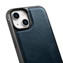 iCarer Leather Oil Wax case covered with natural leather for iPhone 14 blue (WMI14220717-BU)