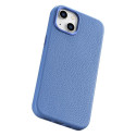 iCarer Litchi Premium Leather Case iPhone 14 Magnetic Leather Case with MagSafe Light Blue (WMI14220