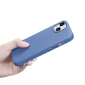 iCarer Litchi Premium Leather Case iPhone 14 Magnetic Leather Case with MagSafe Light Blue (WMI14220