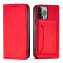 Magnet Card Case case for iPhone 14 Plus flip cover wallet stand red