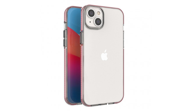 Spring Case case for iPhone 14 Plus silicone case with a frame light pink