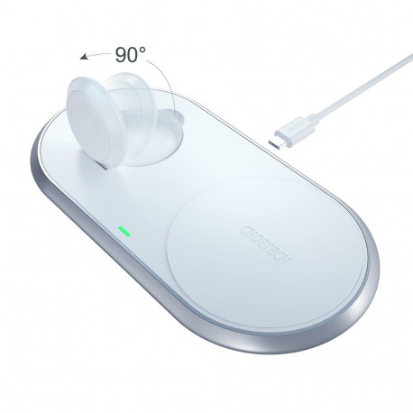 Choetech Qi 2in1 wireless charger for smartphones / Apple Watch with stand (MFI) USB Type C white (T