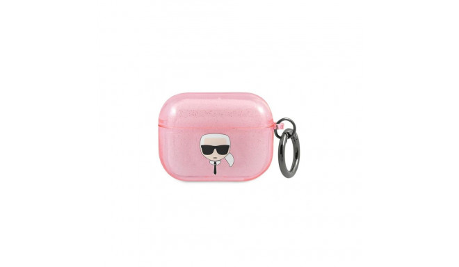 Karl Lagerfeld Glitter Karl&#39;s Head Case for AirPods Pro - Pink