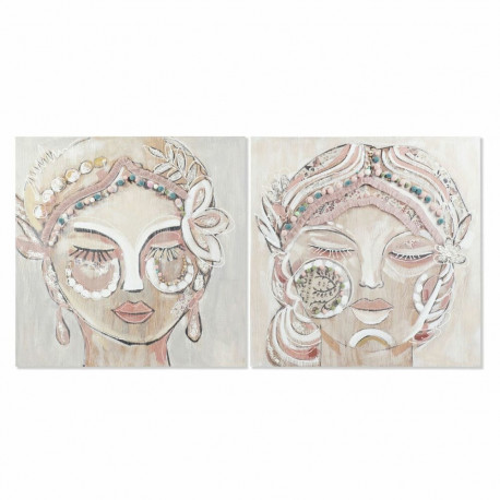 Canvas DKD Home Decor Pinewood Canvas 90 x 3,7 x 90 cm