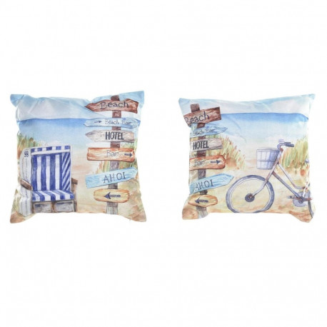 Cushion DKD Home Decor Beach Polyester Aluminium Multicolour Mediterranean (45 x 10 x 45 cm) (2 Unit