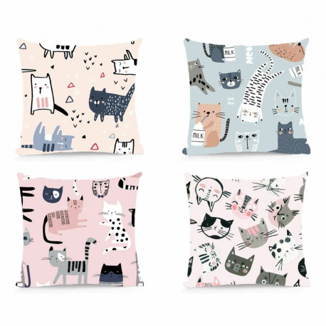 Padi DKD Home Decor Polüester Mitmevärviline Mikrofiiber Kassi (40 x 10 x 40 cm) (4 Ühikut)