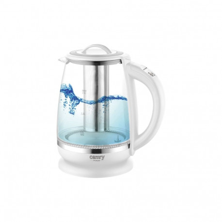 CR 1290 valge klaasist veekeetja 2,0 l teetõmmisega ja temperatuuri reguleerimisega 60–100°C
