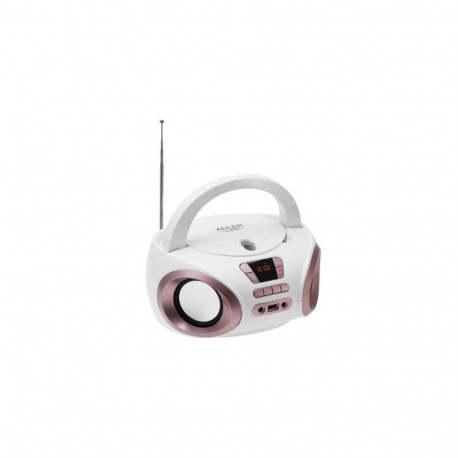 AD boomboks 1181 CD-MP3 USB FM AUX kõrvaklappide pesa, valge/vaskne