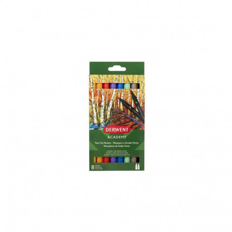 Derwent Academy Twin Tip Markers - Brush (8 Pack)