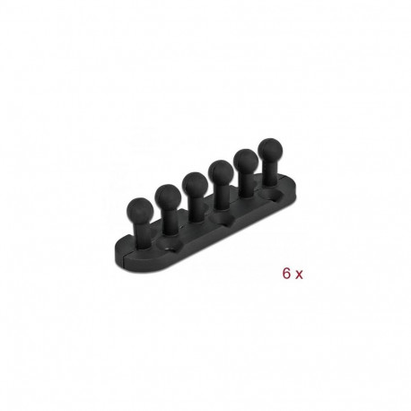 DeLOCK Cable Holder with 5 feed-throughs self-adhesive / screwable 6 pieces black