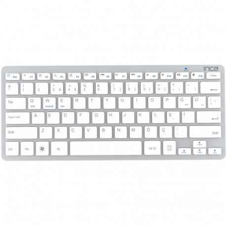 "INCA Tastatur IBK-569BT BT 3.0 ultradünn, Multimedia, 10m silver"