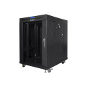 Lanberg floor-standing rack cabinet 19" 15U 600x800 black glass door LCD V2