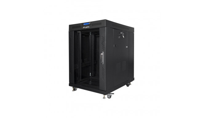 Lanberg põrandaseisev 19" 15U 600x800 must klaasuksega rack-kapp LCD V2