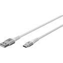 Goobay USB-C to USB-A ülipehme tekstiilkaabel metallist pistikutega, 1 m, valge