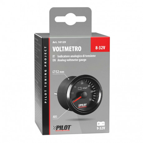 Voltmeeter läbimõõt 52 mm, must