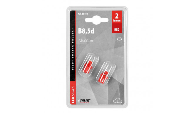 Pirnid 2tk.1 LED, B8,5D punane