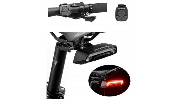 Rockbros LKWD-R1 Rear Bike Light with Laser and Remote Control + Micro USB - USB-A Cable - Black