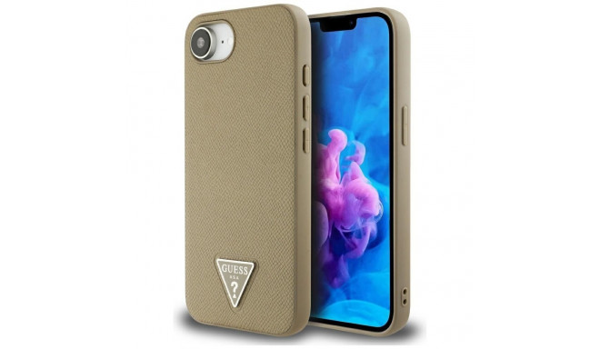 Guess Grained Triangle MagSafe case for iPhone 16e - brown