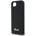 Guess Silicone Script Metal Logo MagSafe iPhone 16e Case - Black