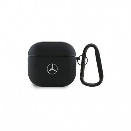 Mercedes MEA4CSLBK AirPods 4 cover black/black Leather Metal Logo