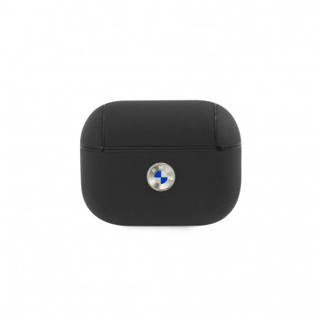 BMW Genuine Leather Silver Logo AirPods Pro Case - Black