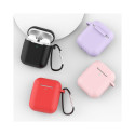 Case for AirPods 2 / AirPods 1 silicone soft case for headphones + keychain carabiner pendant pink (