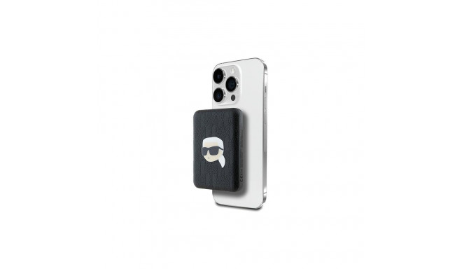 Karl Lagerfeld Powerbank inductive KLPB5FPGKSKIHK 16W 5000mAh black/black Karl Head Pin MagSafe