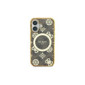 Guess IML Peony On 4G Background MagSafe iPhone 16 Case - Brown