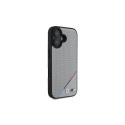 BMW M Perforated Tricolor Line MagSafe iPhone 16 Case - Gray