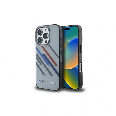 BMW Motosport IML Random Stripes iPhone 16 Pro Case - Gray