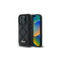 Guess Quilted Metal Logo iPhone 16 Pro Case - Black