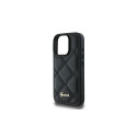 Guess Quilted Metal Logo iPhone 16 Pro Case - Black