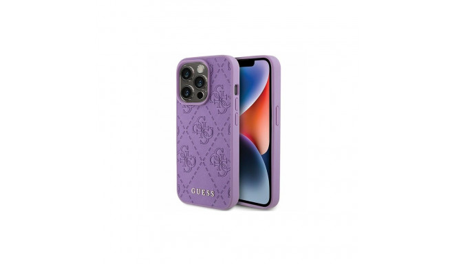 Guess Leather 4G Stamped case for iPhone 15 Pro Max - purple