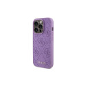 Guess Leather 4G Stamped case for iPhone 15 Pro Max - purple Guess Leather 4G Stamped case for iPhone 15 Pro Max - purple